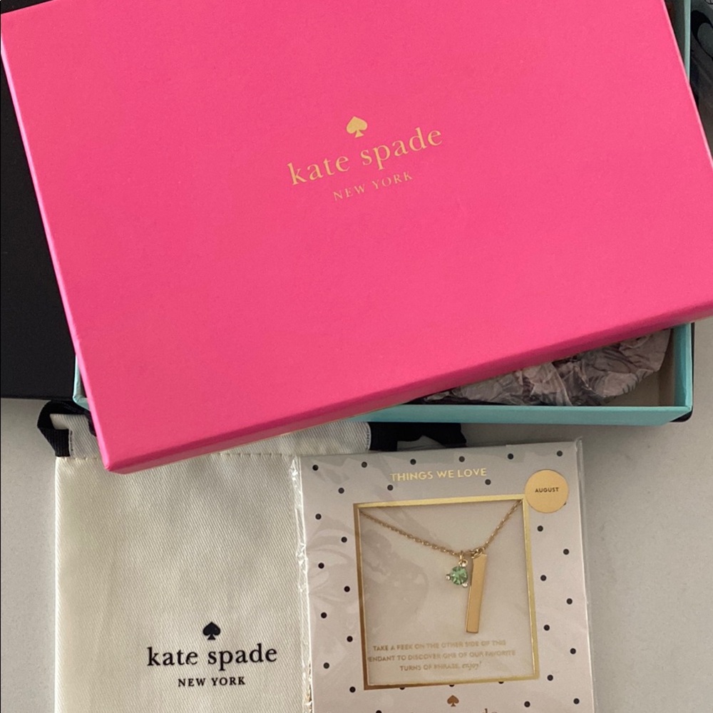Kate Spade Gold Necklace with August Peridot Birthstone Charm